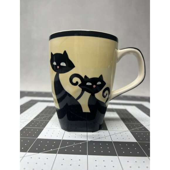 Vintage Hues n' Brews Blue eyed black cat mug - Picture 1 of 4